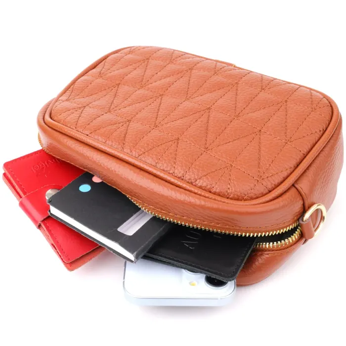 Стьобана сумка для жінок з натуральної шкіри Vintage 22899 Рудий