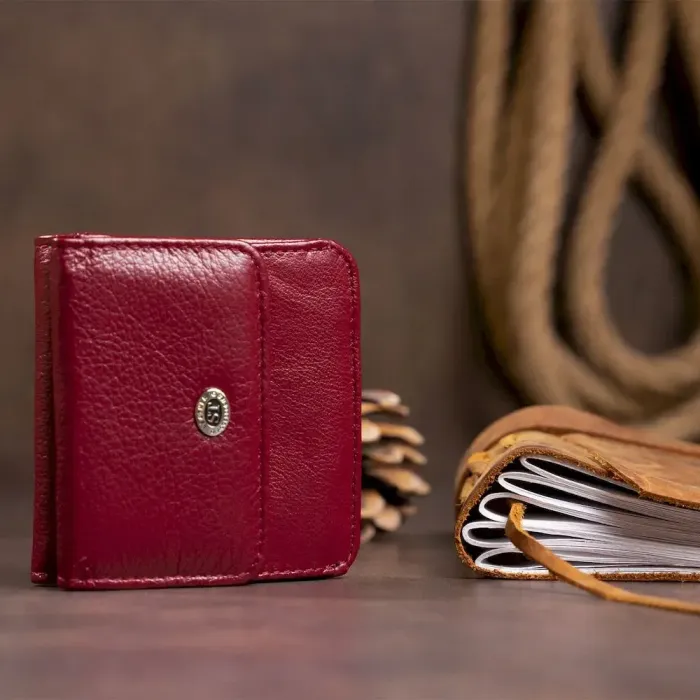 Маленький гаманець жіночий ST Leather 19236 Бордовий на кнопці
