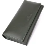 Горизонтальний гаманець у два складення з натуральної шкіри ST Leather 23067 Зелений