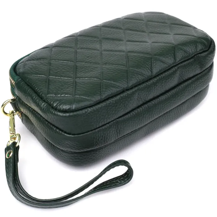 Практична шкіряна сумка на три відділення для жінок Vintage 22893 Зелений