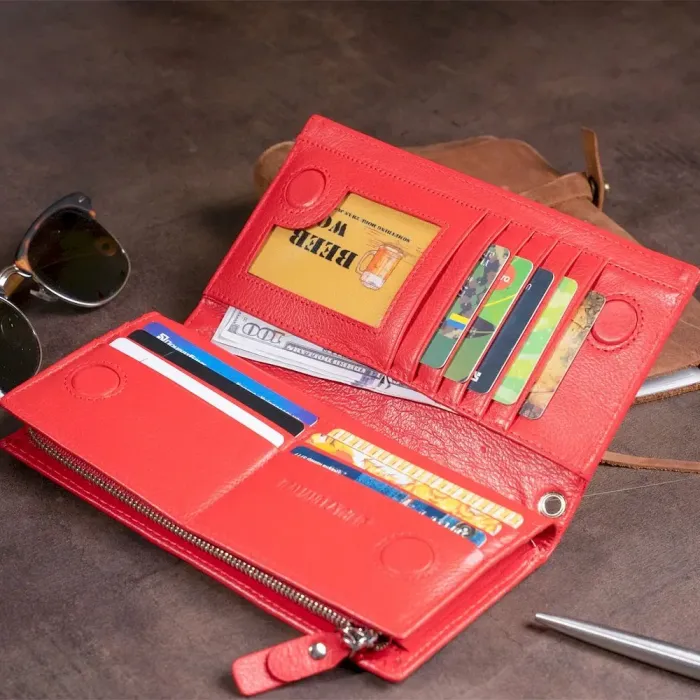 Вертикальний гаманець шкіряний ST Leather 19275 Червоний