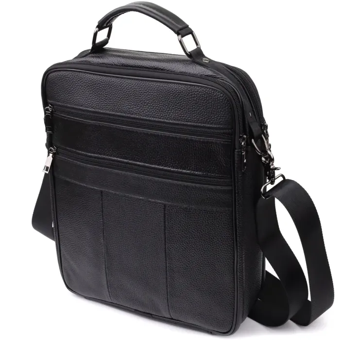 Чоловіча сумка з ручкою для перенесення в руці з натуральної шкіри Vintage 23026 Чорний