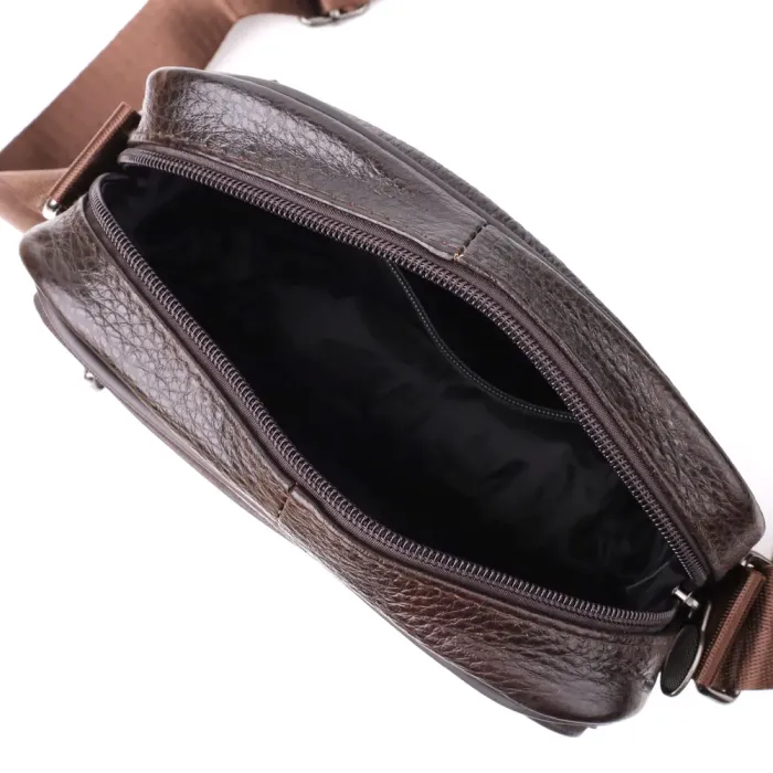 Горизонтальна зручна сумка з ручкою для чоловіків з натуральної шкіри Vintage 22940 Коричневий