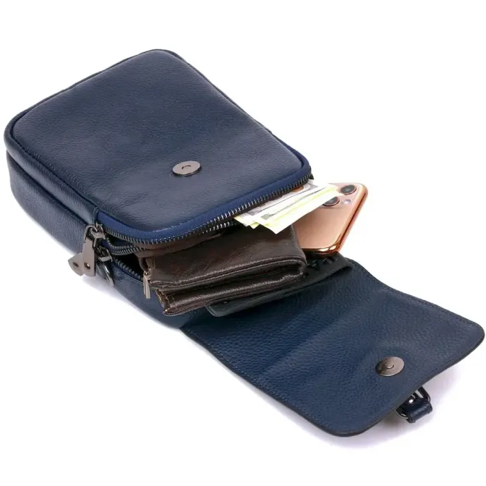 Сумка чоловіча зі шкіри Vintage 20694 Синій