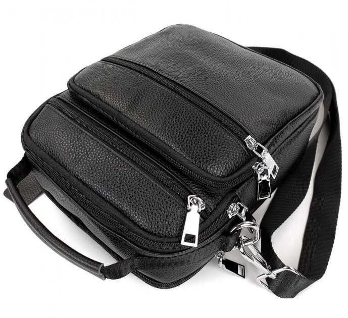 Чоловіча чорна шкіряна сумка-барсетка 22х24х8, месенджер Bexhill A25-228C чорний