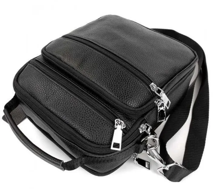 Чоловіча чорна шкіряна сумка-барсетка 22х24х8, месенджер Bexhill A25-228C чорний