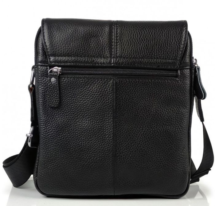 Чоловіча сумка шкіряна планшет 21х24х6, барсетка на одне плече Tiding Bag M1254A чорна