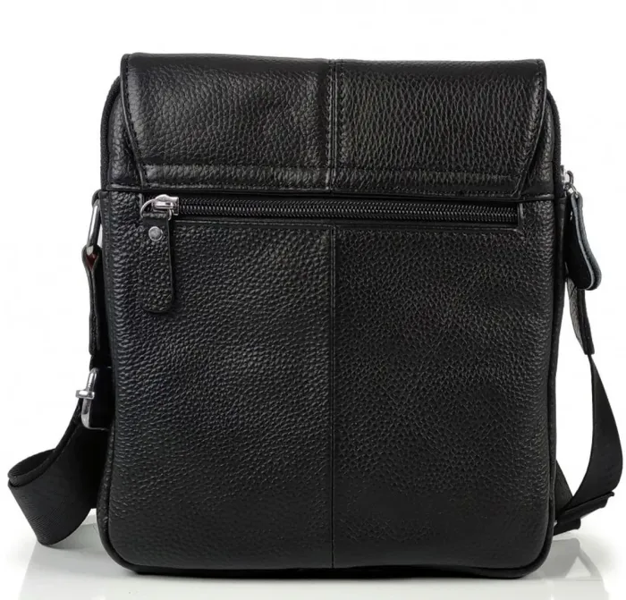 Чоловіча сумка шкіряна планшет 21х24х6, барсетка на одне плече Tiding Bag M1254A чорна