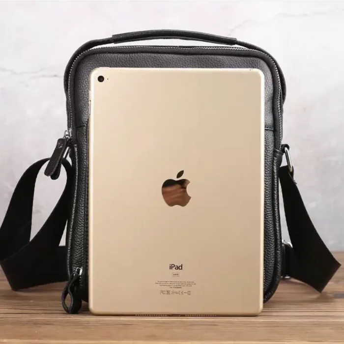 Чоловіча сумка-барсетка через плече з ручкою 21х26х6 сумка месенджер шкіряна Tiding Bag M616932 чорна