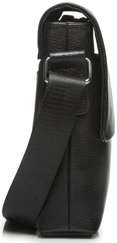 Шкіряна сумка чоловіча через плече 21х23х5.5, м'яка барсетка для гаджетів Tiding Bag 12977 чорна