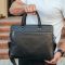 Шкіряна чоловіча ділова сумка 38x29x8, папка портфель для роботи  Tiding Bag 30987 чорна