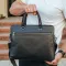 Шкіряна чоловіча ділова сумка 38x29x8, папка портфель для роботи  Tiding Bag 30987 чорна