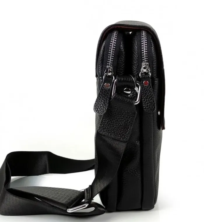Шкіряна сумка чоловіча 21х24х6, барсетка через плече м'яка, месенджер для гаджетів BEXHILL TD-21334A