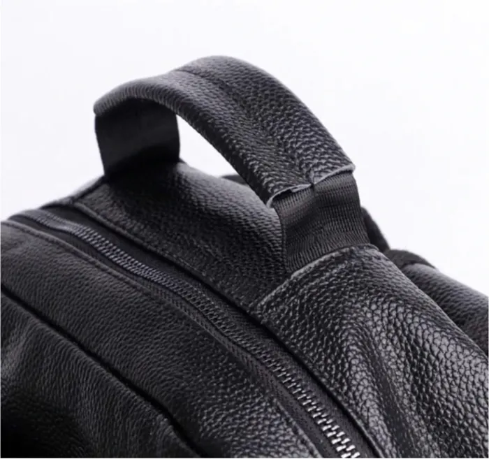 Міський чоловічий шкіряний рюкзак 28х42х18, сумка на плечі для ноутбука Tiding Bag B2-03555A, чорна