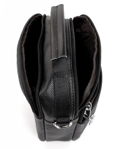 Чоловіча сумка-барсетка шкіряна 22х24х8 / месенджер на одне плече для міста та подорожей, чорний