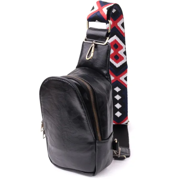 Жіночий слінг сумка через плече з екошкіри Vintage 15117 Чорний