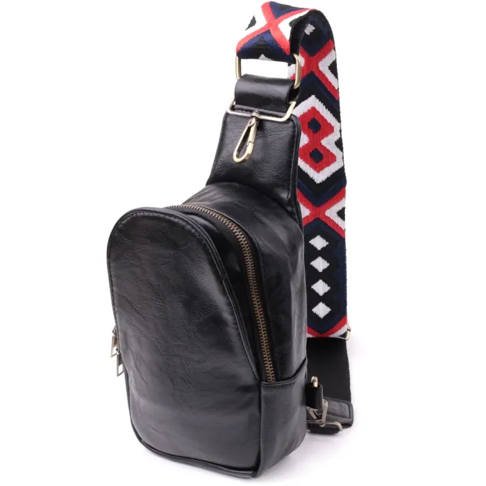 Жіночий слінг сумка через плече з екошкіри Vintage 15117 Чорний