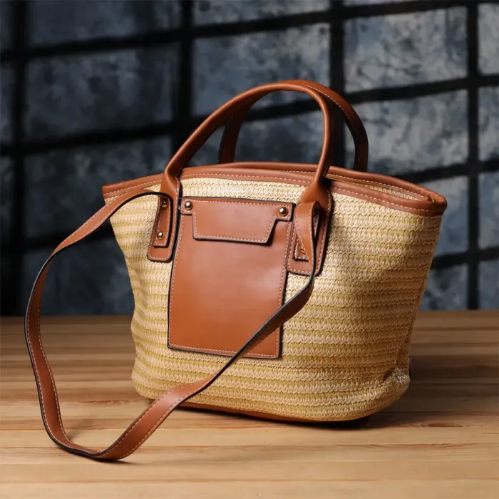 Містка жіноча сумка на літо з якісного текстилю Vintage 15137 Коричневий