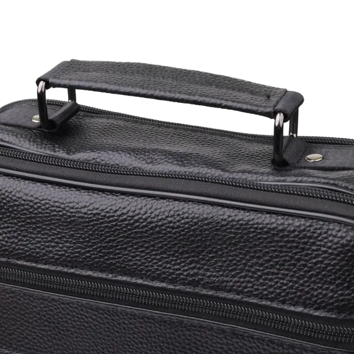 Містка чоловіча сумка з ручкою для перенесення в руці з натуральної шкіри Vintage 23023 Чорний