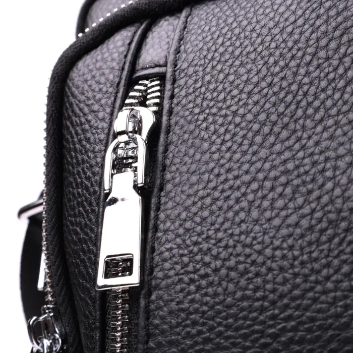 Практична вертикальна сумка для чоловіків із натуральної шкіри Vintage 15114 Чорний