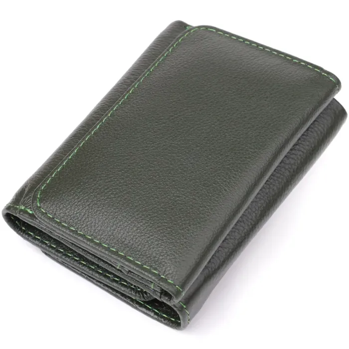 Маленький гаманець зручного формату із натуральної шкіри ST Leather 23076 Зелений