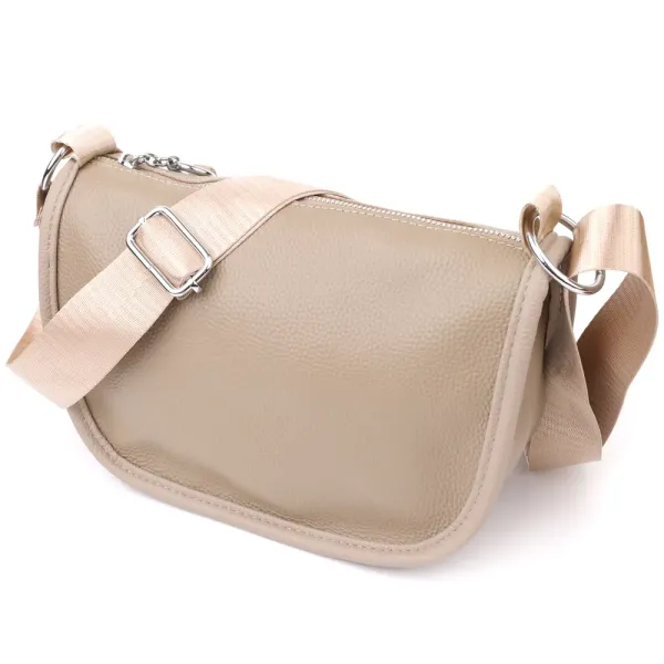 Практична напівкругла сумка для жінок з натуральної шкіри Vintage 22907 Бежевий