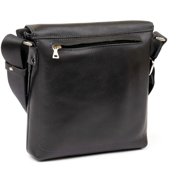 Сумка месенджер у гладкій шкірі GRANDE PELLE 11333 Чорна
