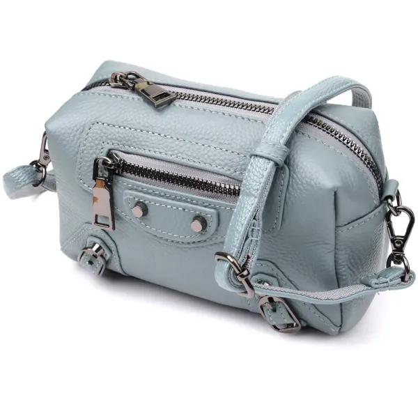 Елегантна жіноча сумка з натуральної шкіри із сучасним декором Vintage 22925 Блакитний