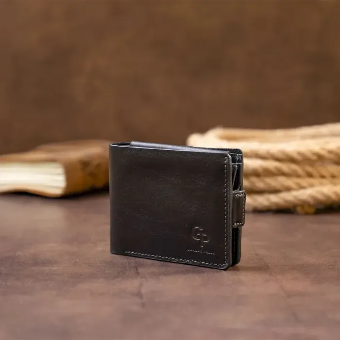 Портмоне горизонтальне Amico на магніті на два відділення GRANDE PELLE 11320 Чорне