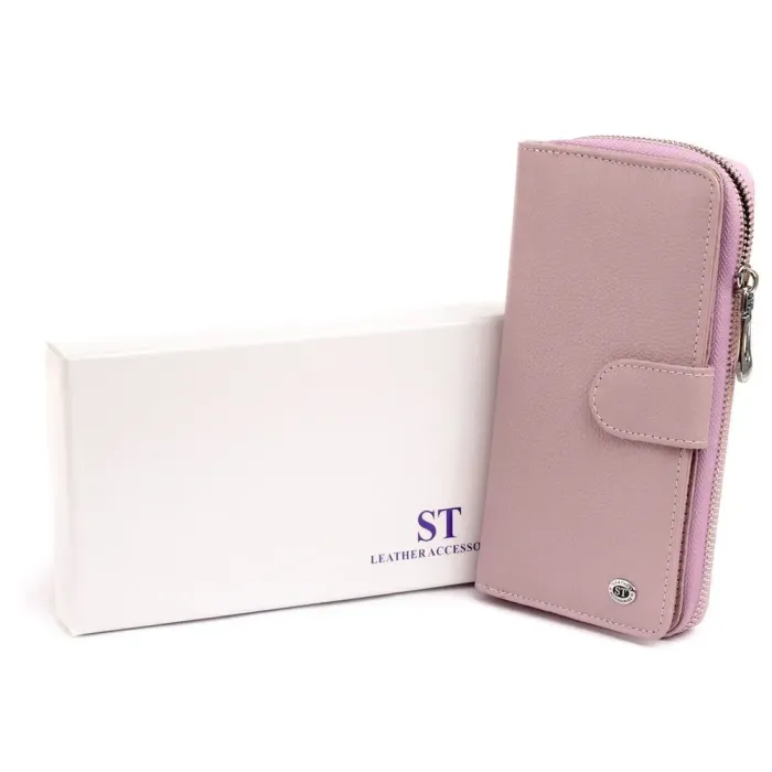 Вертикальний місткий гаманець зі шкіри ST Leather 19302 Ліловий