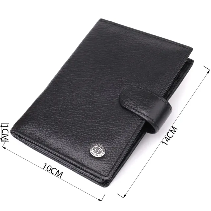 Містка обкладинка на документи унісекс з натуральної шкіри ST Leather 23116 Чорний