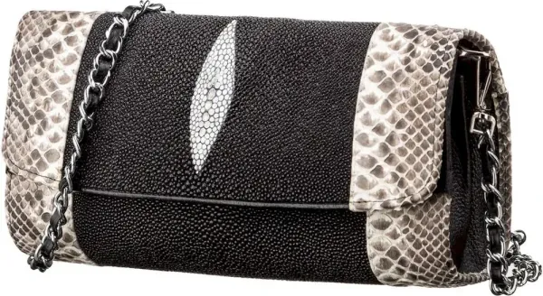 Сумка - клатч STINGRAY LEATHER 18219 із натуральної шкіри морського скату Чорна