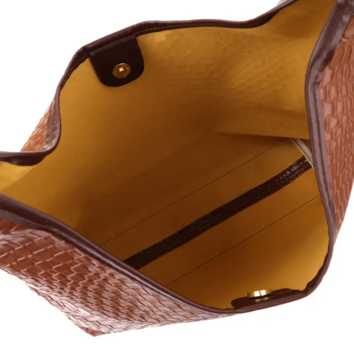 Жіноча сумка з переплетеної екошкіри Vintage 15142 Коричневий