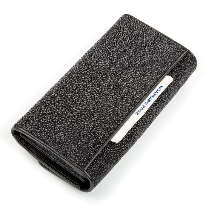 Гаманець STINGRAY LEATHER 18000 із натуральної шкіри морського ската Чорний