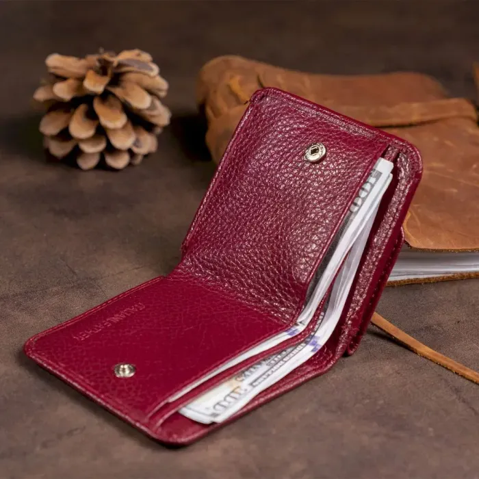 Маленький гаманець жіночий ST Leather 19236 Бордовий на кнопці