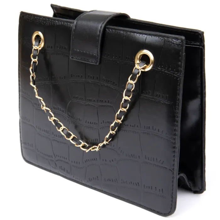 Сумка зі шкірозамінника з тисненням Vintage 14943 Чорна