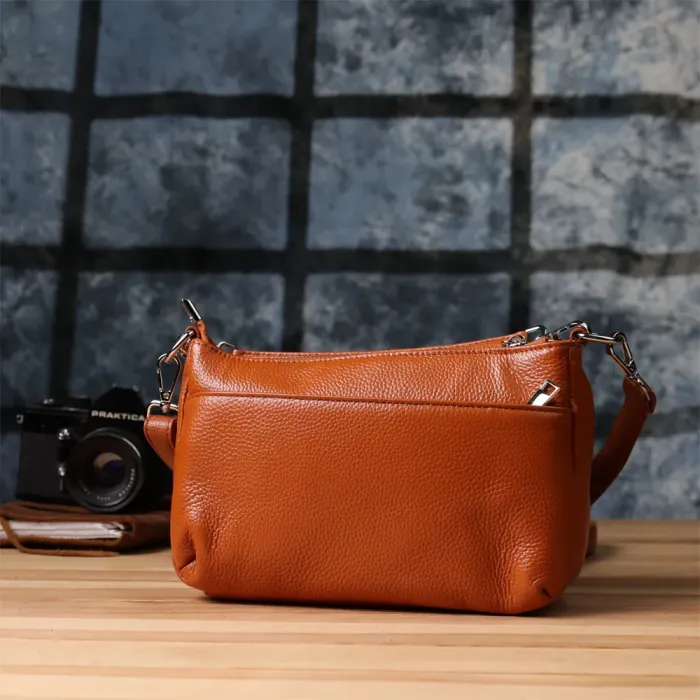 Жіноча сумка з натуральної шкіри з двома ремінцями Vintage 22929 Рудий