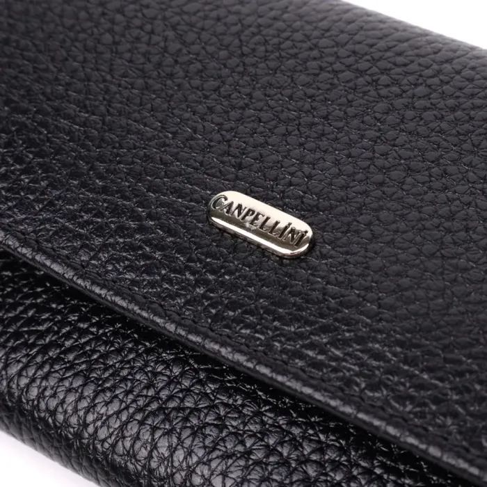 Класичний жіночий гаманець з натуральної шкіри CANPELLINI 20872_1 Чорний