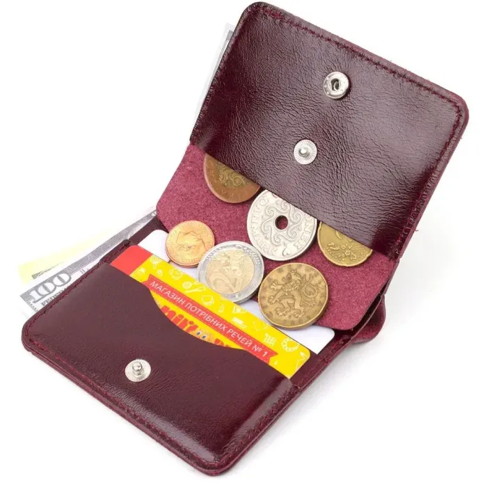 Жіноче глянсове шкіряне портмоне Shvigel 16609 Вишневий