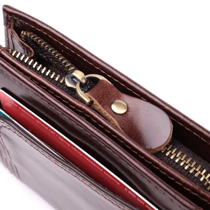 Вертикальний чоловічий гаманець із натуральної шкіри Vintage 15096 Коричневий