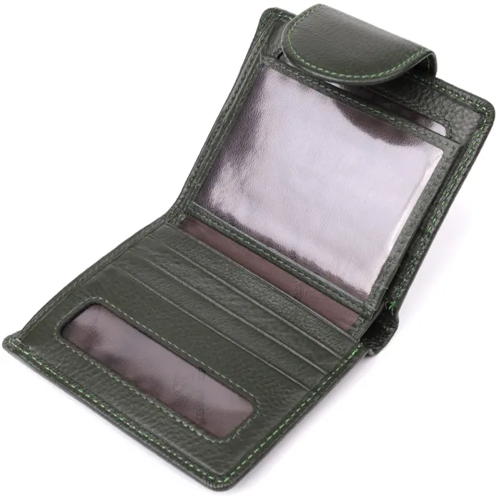 Вертикальний жіночий гаманець з натуральної шкіри ST Leather 23070 Зелений