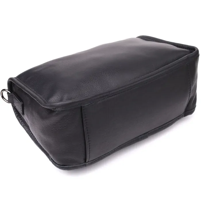 Стильна сумка на плече з натуральної шкіри Vintage 23001 Чорний