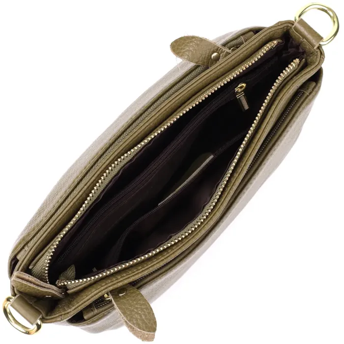 Стильна шкіряна сумка із щільним дном для жінок Vintage 22984 Оливковий