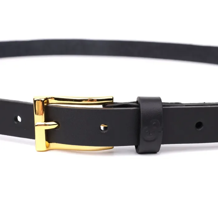 Тонкий шкіряний ремінь для жінок GRANDE PELLE 22947 Чорний