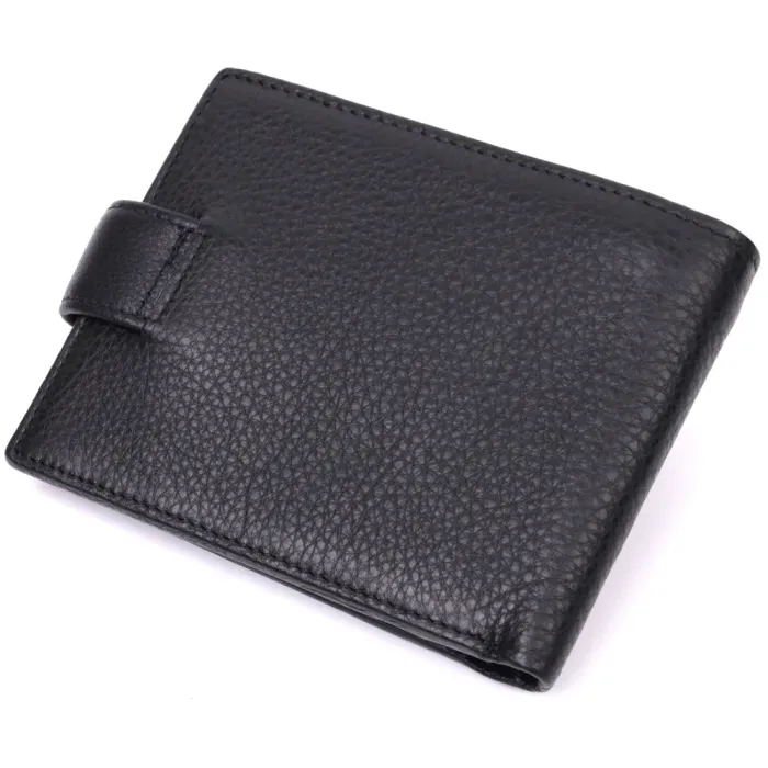 Горизонтальний гаманець для чоловіків з натуральної шкіри Vintage 15037 Чорний