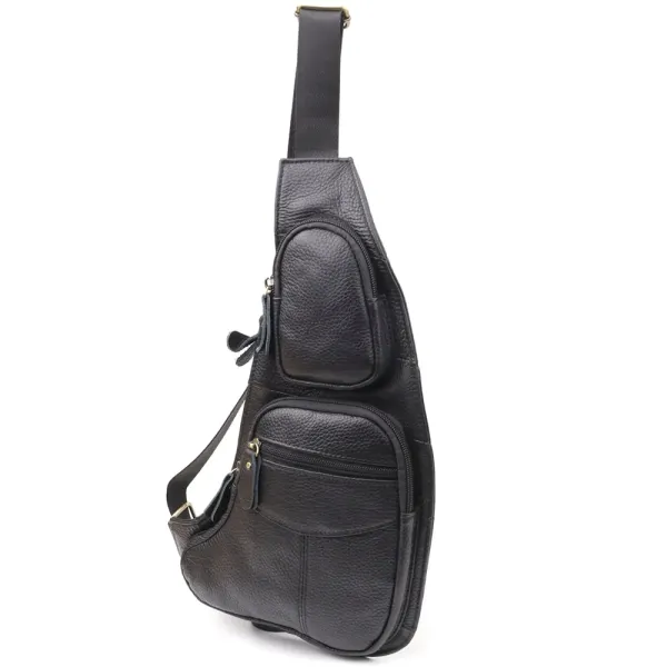 Стильна сумка для чоловіків з великою кількістю кишень із натуральної шкіри Vintage 22957 Чорний