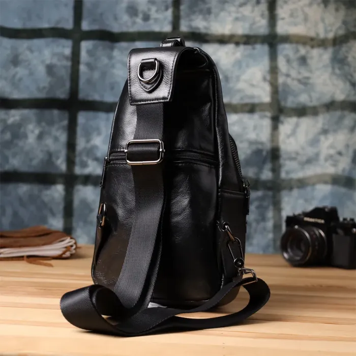 Чоловічі сумки через плече з натуральної шкіри Vintage 23048 Чорний