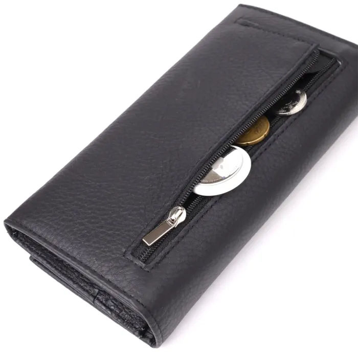 Місткий гаманець для жінок із натуральної шкіри ST Leather 23097 Чорний