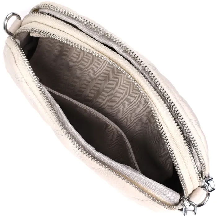 Модна жіноча сумка прошита ромбами з натуральної шкіри Vintage 22931 Білий