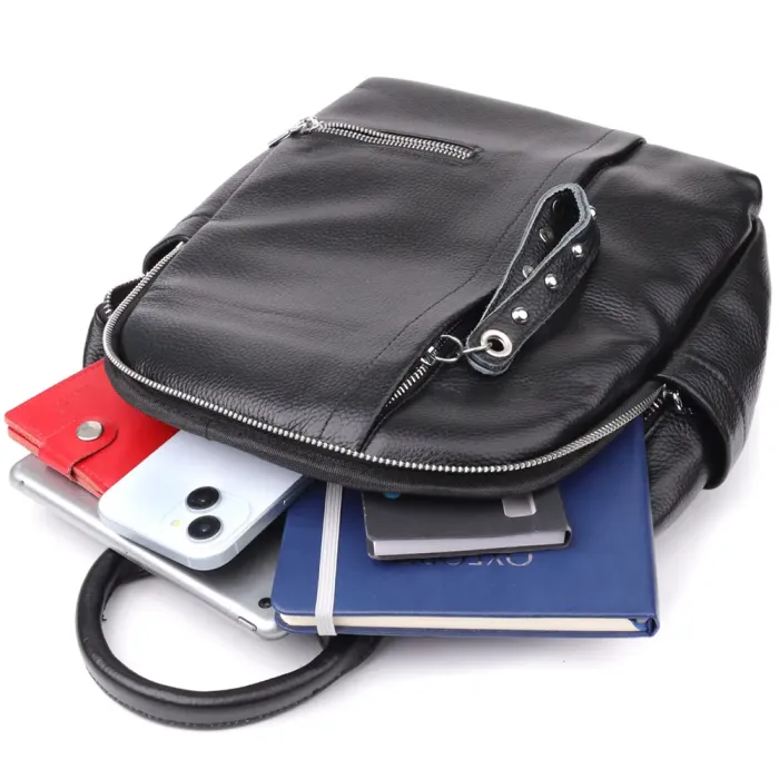 Красивий жіночий рюкзак з натуральної шкіри Vintage 23055 Чорний